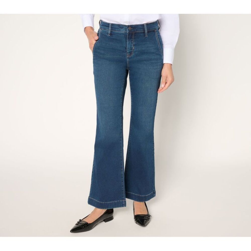 nicole by Nicole Miller Women's Pants Sz 16 Dream Denim Flare Blue A704300